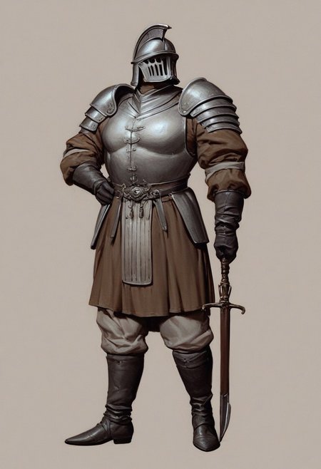 absurdres, hires, score_9, score_8_up, score_7_up, painterly, faux traditional media, renaissance, (full body, from the front), European male, tall and muscular, standing proud,sixteenth century, Spanish musketeer with ornate breastplate, helmet, holding a long musket , (late medieval European city background),dElysium