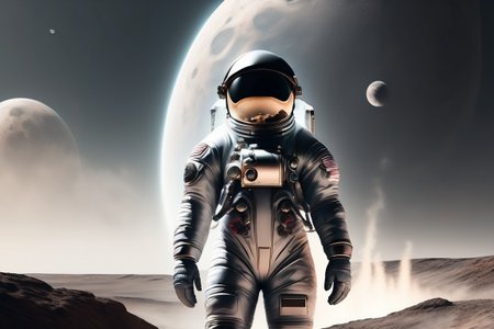 low wide angle view of, astronaut obscured by smoke, intricate space suit, detailed moon landscape, mysterious monoliths in background, sharp focus, dramatic lighting, award winning, best quality, 8k 4k ultrahd wallpaper, concept art, trending on artstation <lora:Lexica_XL_V1:1> Lexica art style