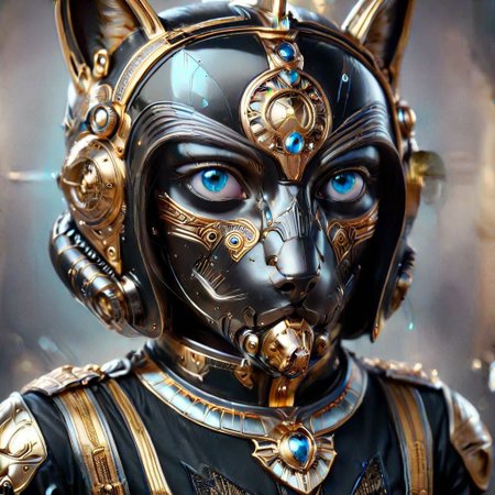 (upper body shot), (egyptian egyptpunkai god Osiris in an intricate black spacesuit with a ((transparent helmet)) that covers face partially, blue cat eyes,
 perfect, intricate, :1.1), wearing a super sexy leather ranger outfit, by ZdzisBaw BeksiDski's and H.R. Giger and Stefan Martiniere and Tomer Hanuka, hyper detailed, award winning on artstation.com,(intricate details, masterpiece, best quality:1.4), looking at viewer, dynamic pose, wide angle view, dense fog, Different shades of oxblood red and Rainbowiridal palette eyes and lemon yellow, embellished with gold decoration, fractal art, in the style of nicola samori, Intense gaze, Bright ,Model, expression, RaygunGothicStyleAI, Genetically modified...
