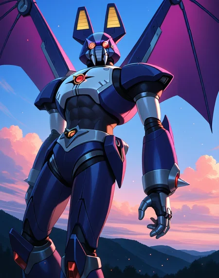 <lora:Dark_Necrobat_(Mega_Man_X)_(Illustrious)_(AD):1> Dark Necrobat, reploid, MMX, 
exterior, blue sky with clouds,
male focus, intense shadows, dynamic shadows, intricate details, attention to details, gradient coloring, bright vivid colors, robot, abs, bent leg, 
BREAK very awe, masterpiece, best quality, amazing quality, very aesthetic, highres, absurdres, photographic realism, 8K CGI render, 
EZRealPONYXL, zPDXL, Smooth Quality, lazynsfw,