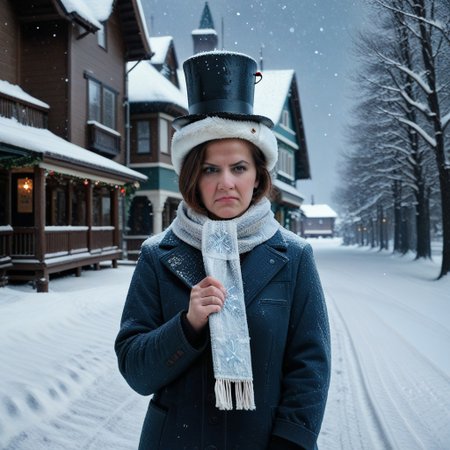 score_9,score_8,score_7,score_6up, Expressiveh, photo,  masterpiece, woman, ((1girl,  made of snow)), winter, outside, nighttime, snowing, Christmas, north pole, snowflake, (holding extremely large snowflake:1.2) scarf, top hat, snow woman, (winter village)
1girl, karen, asymmetrical bob haircut, angry, ugly