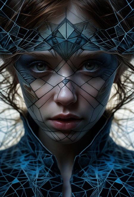 Close-up face, mysterious silhouette of a scottish girl in worn down clothing, goddess, alluring, by Minjae Lee, Carne Griffiths, Emily Kell, Steve McCurry, Geoffroy Thoorens, Aaron Horkey, Jordan Grimmer, Greg Rutkowski, amazing depth, double exposure, surreal, geometric patterns, intricately detailed, bokeh,  perfect balanced, deep fine borders, artistic photorealism , smooth,  great masterwork by Suiras  <lora:add-detail-xl:2>  <lora:Double_Exposure:0.5>