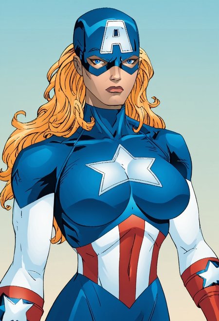 source_painting,score_9, score_8_up, score_7_up, score_6_up, masterpiece, best quality, 1girl, American Dr3am,1girl, long hair, blue eyes, blonde hair, solo,mask,helmet,gloves, , star (symbol) on chest ,bodysuit, white sleeves,zPDXL3, zPDXLxxx, <lora:easynegative:1>  solo, huge breasts,,portrait, looking near viewer, gradient background,mouth closed