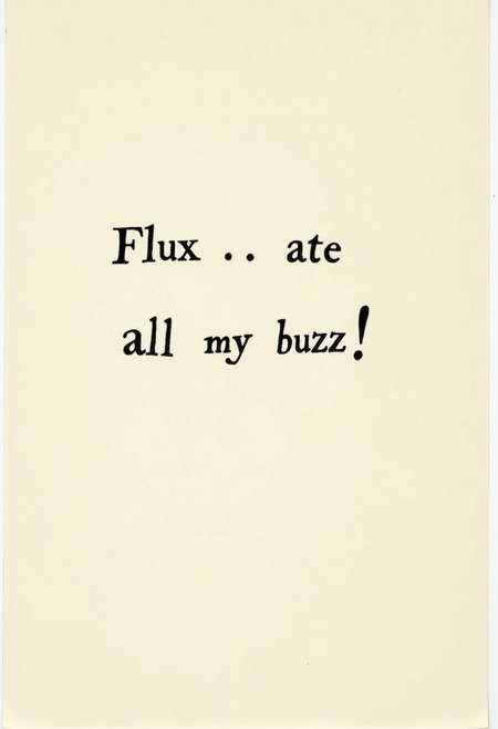 A letter with the text " Flux ate all my buzz !"