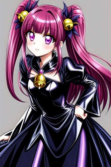 Bad_End_Precure, DarkPrecure, evil corrupted princess wearing dark pastel (ruffled:1) (gleaming latex:1) gown with (long latex vampire cloak:1.1) and (bell sleeves), soft lighting, ruffles,
(vmpr:1.1),
<lora:more_details:1>,
