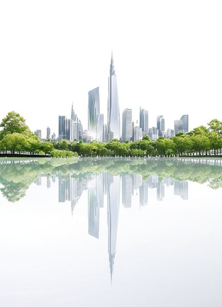 highkey, city skyline, green city, trees, white background, reflection,
<lora:Highkey-SDXL:1>