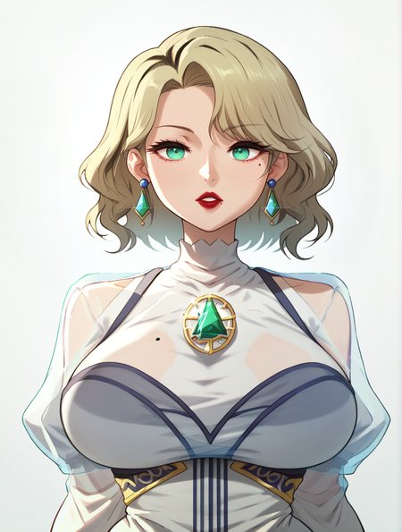 score_9_up, score_8_up, score_7_up, dynamic pose, portrait, headshot, reflection, 1girl, <lora:MatureFemalePony:.6>, MILF, medium hair, dirty blonde hair, green eyes, mole, mole under eye, mole on breast, curvy, wide hips, red lips, large breasts, earrings, gems, jewelry, long sleeves, standing, black velvet dress, see-through sleeve
, simple background, <lora:manyakisv2:1>