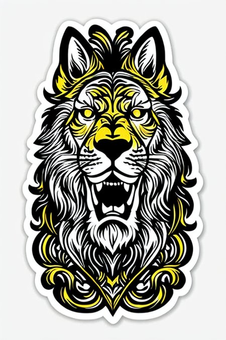 leo animal ((stickers)) retro (high quality) <lora:stickersAnimeStyle_v10:0.6>