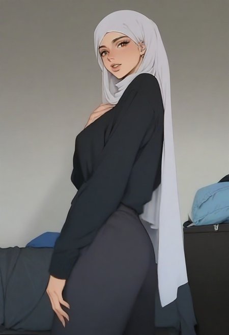 20 year old woman, beautiful hijab woman, toned body, seductive,
