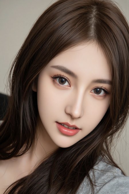 llz,A close-up of a woman with long hair wearing a shirt,seductive smile,realistic,reality,photo.,