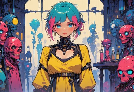 Romantic sensual blushing 27yo woman, elegant pink/green hair with two sided perfect bangs, cyan eyes, elegant elaborate dress, nice eyes, nice face, award winning Photography.
Extremely uncomfortably cringy, short messy hair, cute partially parted lips. Imaginatively stylized dew-yellow and pink dress, magical, full-length, female-body, slim waist, fit hips.  
Laced dress, bright, luxury modern penthouse environment in the background. 
Fantasy, perfect face and eyes, hyper-detailed hyper-maximalist dynamic style.
Intensely staring at the viewer. 
Action: "She's looking at viewer over her shoulders".
Aesthetic: "Cloudy dusk".
Season: "Spring".
Look: "iridescent hair ", iridescent "crystal" choker, "iridescent outfit".
Body: "extremely realistic skin","extremely elegant short haircut".
Outfit: "extremely Intricate outfit, several body accessories glowing of complementary colored led lights". Wide range of colors.
32k resolution. 
Overall detail.
Perfect eyes.
Life-like details. Cinematic. Dramatic. Dynamic. Extremely refined lines and and shapes. Extremely refined details on objects. Sharp details. Wide range of colors. Many details everywhere. Ray-Tracing. Anti-Aliasing. Realistic soft shadows. Low saturation colors. Insane quality. Insane resolution. Insane details. Masterpiece. 32k resolution. Everything brought to the absolute extreme for a dramatic effect. Perfectly balanced composition, as desktop wallpaper, subject centered and far from the edges of the picture.