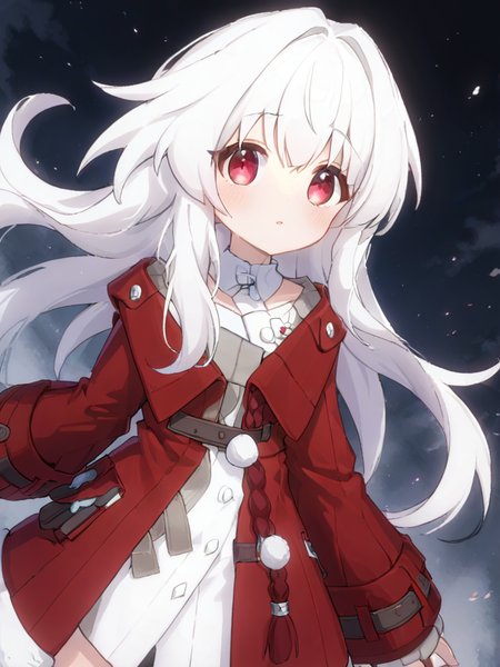kelala girl,white hair,Red eyes,<lora:xl_kelala girl-000011:1>,Special clothing,