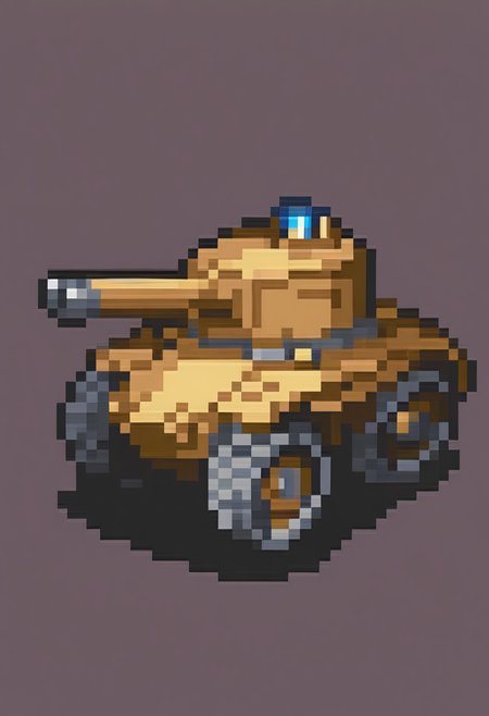 masterpiece, best quality, solo, ,  <lora:FEGBA-Sprites-illus_Fp:1>, simple background, pixel art, full body, ground vehicle, no humans, tank