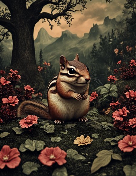 novuschroma78 style chipmunk in a magical fantasy landscape  <lora:novuschroma78 style:1>, <lora:sdxl_lightning_8step_lora:1>