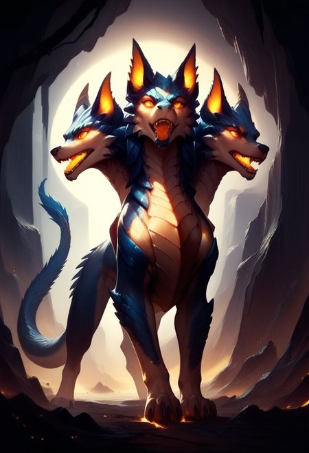 score_9, score_8, 
science fiction, dust, a dragon cerberus