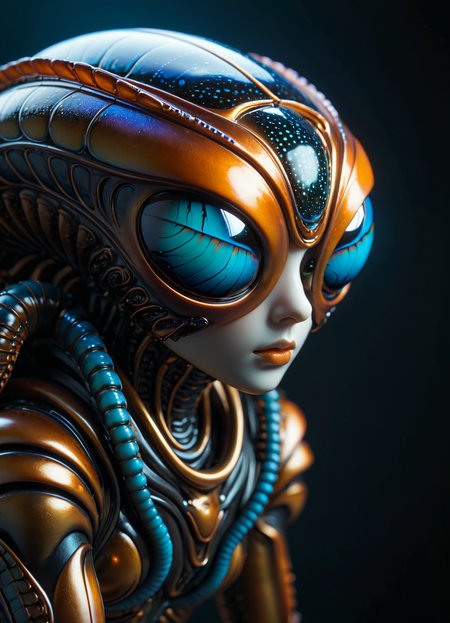cinematic photo cinematic photo big eyed alien, Tentacle  cicada  dark gray and bronze, online sculpture, naoto hattori, jeremy lipking, dark sky-blue and orange neon glitch, subsurface scattering, Photorealistic, Hyperrealistic, analog style, realistic, film photography, soft lighting, heavy shadow, 35mm photograph, film, professional, 4k, highly detailed  <lora:GigerRainbowXL:0.49> g1h3r, subsurface scattering, Photorealistic, Hyperrealistic, analog style, realistic, film photography, soft lighting, heavy shadow, 35mm photograph, film, professional, 4k, highly detailed