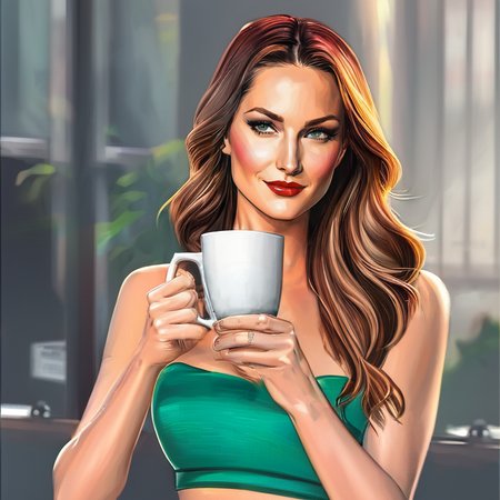 Minka Kelly holding a steaming hot cup of coffee 

SCG768-Bliss
