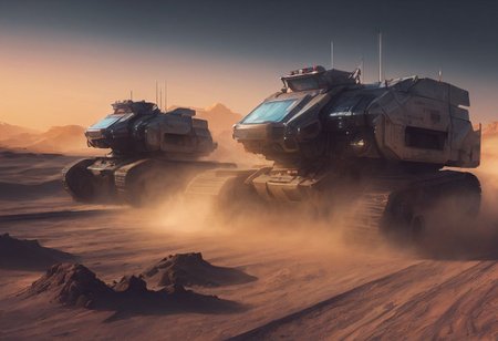 desert, close-up, heavy machinery, heavy equipment, sharp focus, futuristic, <lora:Cbebop-background:1.5>, high quality, high resolution, art by Cain Kuga, night, breathtaking scenary,  high-tech,  cyberpunk, volumetric lighting, (long exposure:1.5), dusty, gloomy,