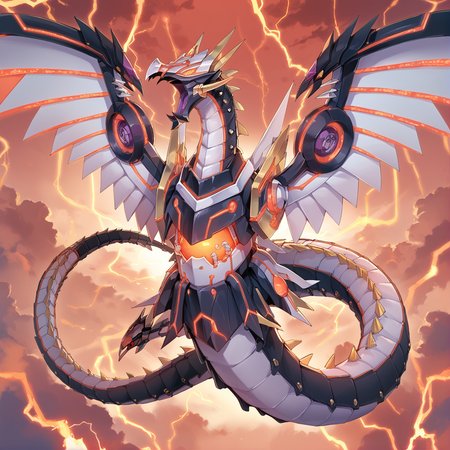 (score_9:0.9),score_8_up,score_7_up,rating_safe,(zPDXL3),
<lora:Cyber Dragon Infinity ponyXL v1.12:0.74>,
cyber dragon infinity,solo,glowing,electricity,open mouth,spikes,full body,mecha dragon,spread wings,red lightning,red glowing mecha eyes,facing viewer,