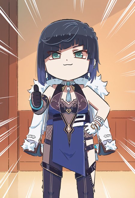 masterpiece,best quality,high resolution,source_anime,highly detailed illustration,
seductive, detailed eyes, very aesthetic,absurdres,newest, amazing quality,
detailed eyes, absurdres,newest, amazing quality,
<lora:shiXinzoroV1ill:1.0>, shixinzoruo,  chibi,
1girl, solo,
yelan \(genshin impact\), 
emphasis lines, smug, thumbs up