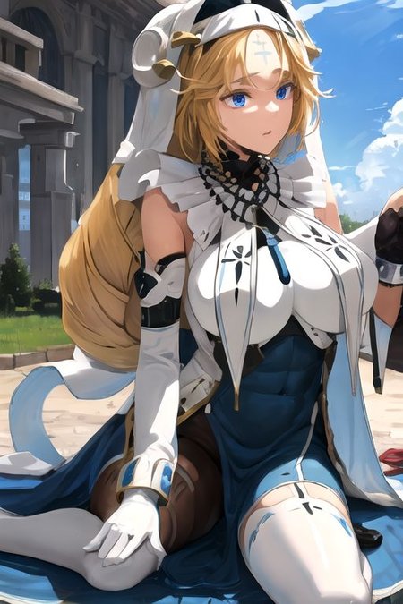 solo, 1girl, solo_focus, (((masterpiece))), ((best quality)), ((ultra-detailed)), ((too many)):16, high resolution, absurdres, highres, ultra-detailed 8k unity wallpaper, 
rapunzelpre, habit, pantyhose, necklace, thighhighs, elbow gloves