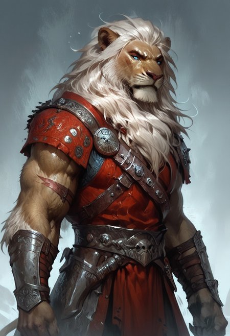 score_9, score_8_up, score_7_up, (Scar), (Leonin), (werelion), (Lion), simple stormy background, blue glowing eyes, (barbarian), massive, hulking, male, 1man, solo, berserker outfit, (barbarian outfit), (viking outfit), red outfit, barbarian bone jewelry, red wapaint, red runic tatoos, standing up straight, calm face, (black fur), black hair, (white lion mane), (white mane), long hair, closed mouth, cowboy shot