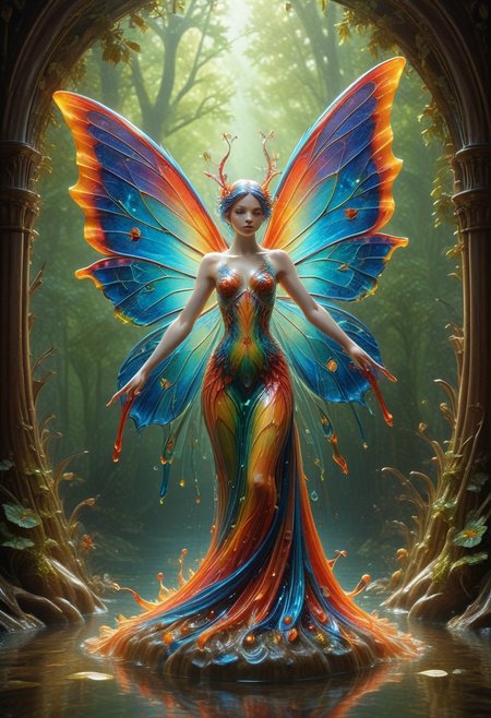 reality-shot, realism, realistic photography of a very detailed fairy, see through wings made out of colorful liquid Murano Art Glass, awesome appearance, magical landscape with enchanted elements, fantasy art style, coral theme, intricate details, ultra sharp, exquisite detail, flawless composition, vivid colors, masterpiece, exciting background   <lora:Colorful_Murano_Art_Glass_style_-_SDXL:0.85>