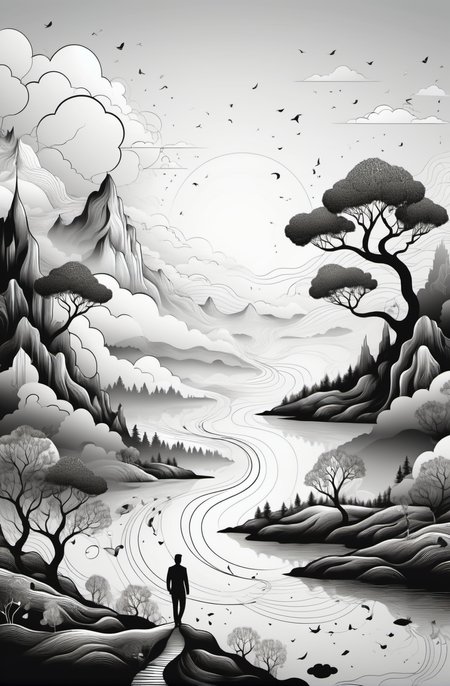 line art drawing Explore a hidden realm where dreams take physical form,and dreamers can navigate their own dreamscapes. Picture surreal landscapes,floating emotions,and the exploration of the subconscious mind,a concise picture,
<lora:xl_more_art-full_v1:1>,, (((masterpiece))),(((best quality))),((ultra-detailed)) . professional, sleek, modern, minimalist, graphic, line art, vector graphics
