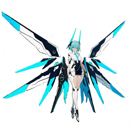 8k, best quality, masterpiece, (ultra-detailed:1.1), 
<lora:jijiav2-a3-Tanger:0.8>, jijia, 2d, anime, 1girl, sketch, solo, blue hair, white background, blue eyes, short hair, wings, mechanical wings, necktie, simple background, mecha musume, science fiction, closed mouth, looking at viewer, breasts, floating,a drawing of a woman with large wings,an illustration of a girl with long wings