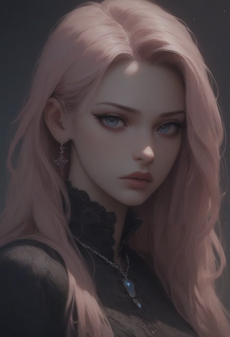 score_9, score_8_up, score_7_up, 1girl, (masterpiece), (best_quality), pink hair,straight hair, blue eyes, detailed eyes, expressionless , black eyeliner, portrait,  <lora:add-detail-xl:0.4> , <lora:Concept Art Twilight Style SDXL_LoRA_Pony Diffusion V6 XL:0.8>, <lora:[GP] somethingweird [Pony XL]:0.2>, <lora:g0th1cPXL:0.3>,  <lora:Goth_girl_XL-v2:0.8>