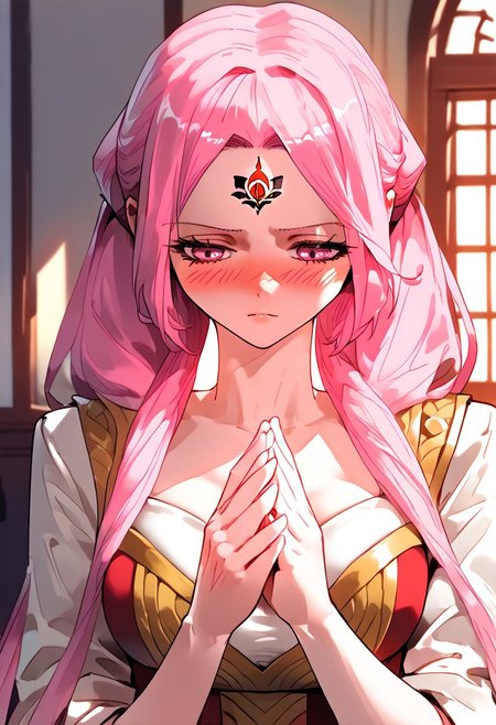score_9,score_8_up,score_7_up,score_6_up,source_anime, (best quality), (masterpiece), (extremely detailed), (finely detailed), (detailed face, perfect face, perfect eyes, beautiful detailed shading), (perfect hands), (full colors), blush, 
BREAK, 
cowboy shot, upper body,
1girl, solo, 纳兰嫣然, pink hair, twintails, long hair, pink eyes, large breasts