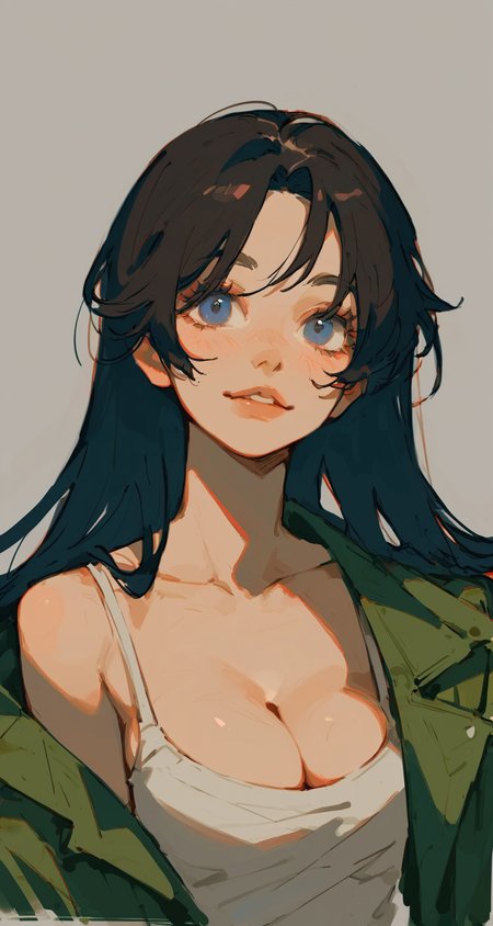 (girl:1.1), (dark hair:1.1), cleavage,(score_9,score_8_up,score_7_up),  <lora:sketchstyle:0.5>, (imbasketchstyle, abstraction:1.06), sketch style, (paint style:0.4), (dark of 1000 nights:1.4)