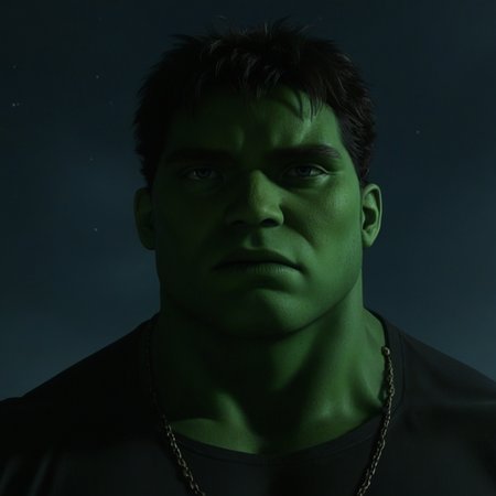<lora:The_Hulk_2003_V2:0.5> a picture of the hulk, solo, best resolution, best quality, extremely detailed, masterpiece, crisp, sharp focus,  zPDXL3, dimly lit basement, objects, dusty shelves
