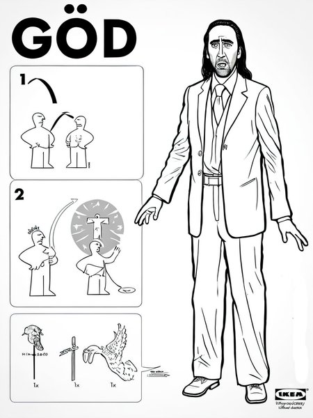 Nic Cage God <lora:ikea_instructions_xl_v1_5:1>