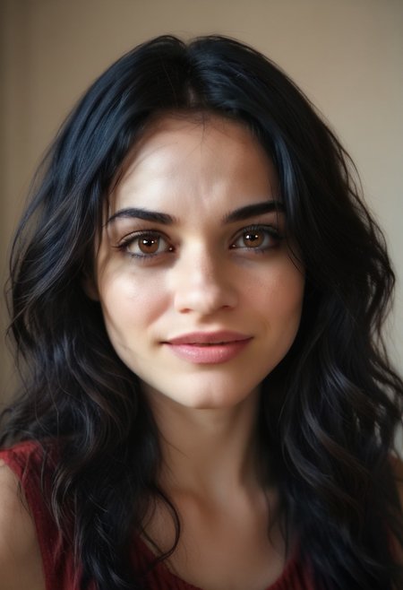 realistic, 42yo girl, long wavy black hair, brown eyes, UHD, photorealistic, best quality, masterpiece, 16K, cinematic