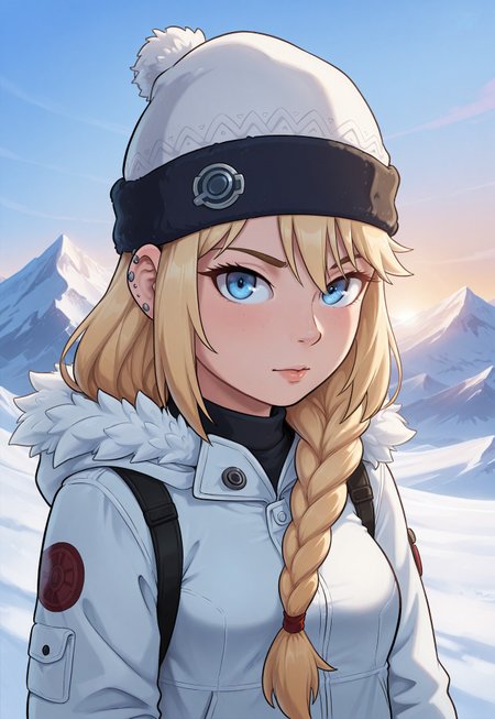 score_9, score_8_up, score_7_up, 1girl, solo, arctic explorer, insulated winter gear with fur trim and reflective accents, long braided blonde hair with a warm knitted hat, realistic, cinematic angle, cinematic lighting, athletic body, determined face, piercing blue eyes, adventurous pose
BREAK
trekking through a snowy mountain range
BREAK
source_adventure_art, rating_explicit, expressive, full body, dynamic pose
BREAK
detailed beautiful background, majestic snowy mountains with towering peaks and glistening ice formations, dense pine forests and frozen lakes, distant glaciers and icy waterfalls, serene atmosphere with a sense of adventure and endurance
<lora:Expressive_H:0.6>Expressiveh, (SimplepositiveXLv1:1.3), (upper body, full clothed:1.85) ((masterpiece)) (ultra realistic, 32k, masterpiece:1.2), (high detailed skin:1.1), (high quality:1.1) (((full clothed))) <lora:DandonFuga_Style_v.2_-_Pony:0.8> 
<lora:add-detail-xl:1> 
<lora:Dynamic Poses:1>