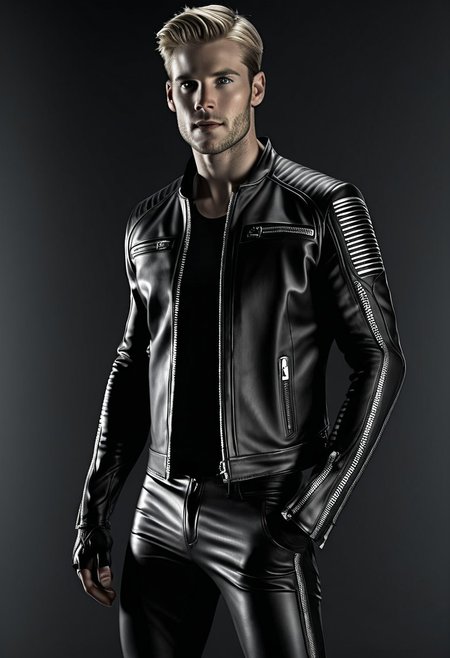  leather jacket with thick silver zippers