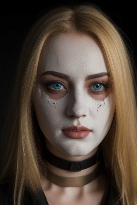 1girl, 5caryma5k, scary  Scandinavian mask, the most haunted Scandinavian in the world, Scandinavian girl, (haunted Scandinavian armor),  choker, freckles, innocent, 20 year, (((blonde))), pale white skin, sweating, oiled, blue eyes, during a lightning storm BREAK at night time, dolly zoom, dutch angle, sharp focus, intrincate details, outdoors, intense night, far away haunted castle, professional photograph of a stunning woman detailed, sharp focus, dramatic, award winning, cinematic lighting, hip focus, facing viewer, looking at viewer,