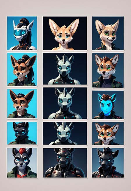 score_9, score_8_up, score_7_up, score_6_up, photorealistic, epiCPhotoGasm-colorfulPhoto, Realistic, highres, super high resolution, 8k, photo, Furry, anthro, fur, male, fennec, brown fur, implanted eyes, robot face, robot face, he has gold plate on the head, implanted forehead, blue glowing eyes, metal head, gold forehead, metal eyes, sad, long black hair gathered in a long ponytail, black hair,  metal face, he has implanted face, long dark green thick coat, green coat, black leather shirt, black tight pants, long black hair, implants, implant eye, robot, furry,   robot, thin body, cyberpunk, 
white outline, telegramstickerxl, simple background, white outline,
