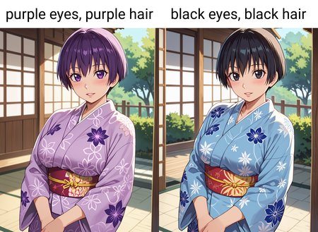score_9, score_8_up, score_7_up, source_anime, anime screencap, anime coloring, masterpiece, best quality, uncensored, 1girl, solo, (portrait:1.2), satomi manabe, short hair, large breasts, purple eyes, purple hair, japanese clothes, breasts, kimono, yukata, obi, sash, tabi, floral print, <lora:Manabe Satomi_Hajirai Body_Pony:0.9> standing, v arms, looking at viewer, blush, light smile, parted lips, cute face, shiny body, shiny skin, (skindentation:1.2), clear skin, shiny hair, ultra detailed eyes, depth of field, sharp, (intricate details, hyperdetailed:1.15)