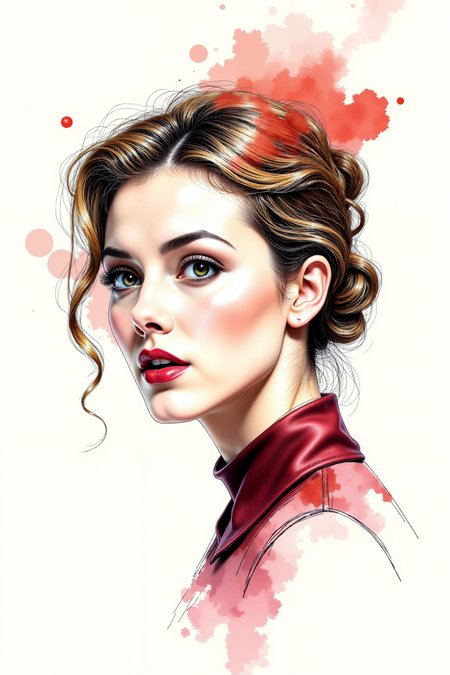 <lora:Vibrant_watercolor_v.21:0.99> colored sketch in the style of ck-ccd.   (line art drawing partially colored with watercolor  . professional, sleek, modern, minimalist, graphic, line art, vector graphics:1.0)