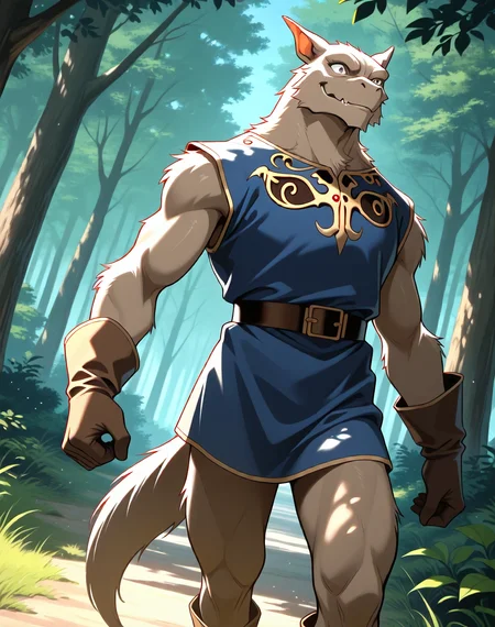 <lora:Kobold_(Record_of_Lodoss_War)_(Illustrious)_(AD):1> kobold, muscular, Record of Lodoss War, 
dutch angle, exterior, battleground, dynamic action, dutch angle, fantasy forest, nature landscape, 
kobold soldier, no pants, fur tail, furry body, cowboy shot, bent leg, twisted torso, male chest focus, smug, 
BREAKvery awe, aesthetically pleasing, masterpiece, best quality, amazing quality, very aesthetic, perfect depth of field shot, masterclass color theory, in'ei, gradient style coloring, source_anime, masterclass anime, 
EZRealPONYXL, zPDXL, Smooth Quality, lazympos, IllustQualXL_Pos, lazynsfw,
