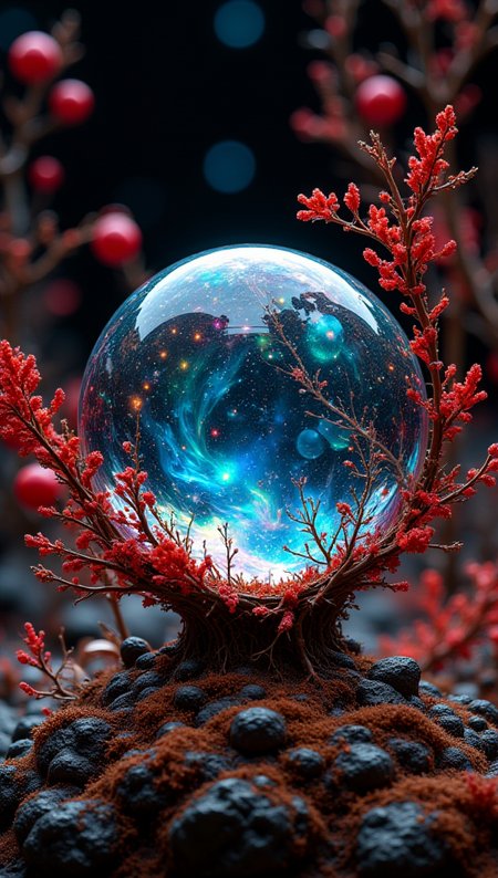 masterpiece, 4k, 8k, bokeh, a glass orb, there seem to be chaos energy and magic inside, it is a special object found in a secret dark astronomy room, dropped on a crafted metalic workshop, red fresh vegetation.
detailmaximizer, Midjourney_Whisper, opalescence <lora:[Flux1]_flux_vividizer:0.3> <lora:[Flux1]_scenery_lora_comfy_converted:0.2> <lora:[Flux1]_Opal_Fantasy_Flux:0.5> <lora:[Flux1]_aidmaPsychadelicChaosWorld-FLUX-v0.1:0.3> <lora:[Flux1]_aidmaImageUpgrader-FLUX-V0.1:0.1> <lora:[Flux1]_midjourney_whisper_flux_lora_v01:0.1>
