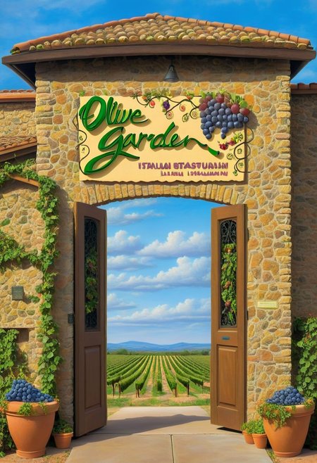((masterpiece, best quality)), high resolution, highly detailed,  realistic,
OliveGarden, sky, day, blue sky, fruit, door, grapes