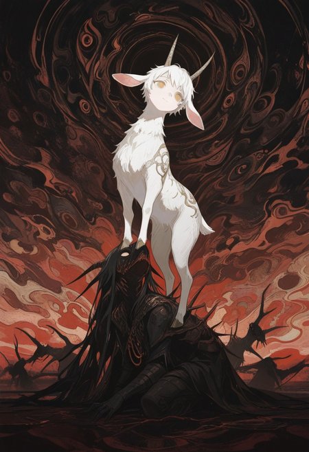 abstract , newest , absurdres , abnormality , lamb of god , feral lamb with human face , 
masterpiece, best quality ,amazing quality ,15546+456868, usnr , rule of three ,