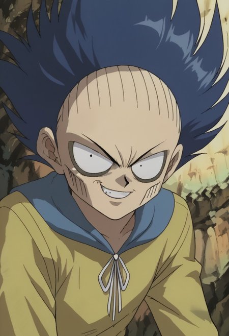 score_9, score_7_up, source_anime, retro artsyle, 1990s (style),
YGOBonz, 1boy, spiked hair, blue hair,, male focus, solo, black eyes, , yellow hoodie, smile, face focus, upper body
cave, dark, evil grin