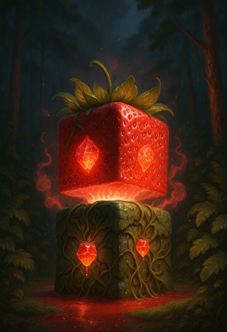 masterpiece, best quality,    strbrry, cube,     ,<lora:StrawberryWorldMorph_IXL_v1:1.0>,