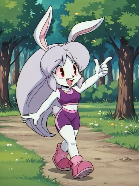 <lora:etoran.il:0.8>,
etoran,
kurimu
solo,
purple sports bra, purple bike shorts,
chibi, simple boots,
grass, forest,
 <lora:lorijackrabbit:1.3> LoriJackrabbitPXL, high quality, best quality,