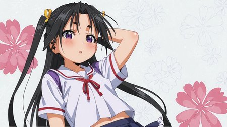 detailed background, shiny skin, posing,
<lora:tokiyuki.pony:1>,
tokiyuki, trap, crossdressing, 
small breasts, wide hips, 
two side up, long hair, 
school uniform, frilled skirts ,pantyhose, blouse, patterned pantyhose, short sleeves, micro skirts,