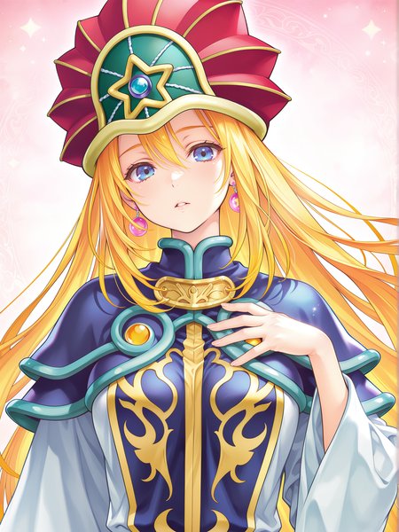 1girl,doriado,solo,pink earrings, upper body,red wizard hat,white robe,official art,hand on own chest,looking at viewer,
masterpiece,best quality,amazing quality,very aesthetic,absurdres,newest,<lora:Doriado 4 in 1 illusXL v1.1:0.7>,